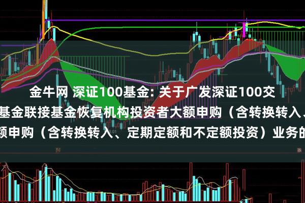 金牛网 深证100基金: 关于广发深证100交易型开放式指数证券投资基金联接基金恢复机构投资者大额申购（含转换转入、定期定额和不定额投资）业务的公告